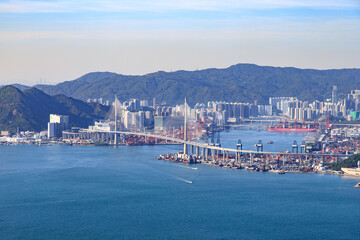 Stonecutters Bridge Spanning Rambler Channel in Hong Kong