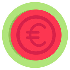 A flat design icon of euro coin