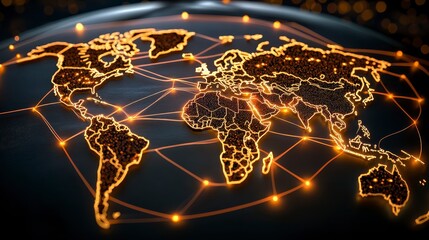 Global Network Connection World Map Digital Data Flow
