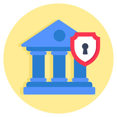 A colored design icon of bank security