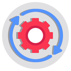 A flat design icon of setting refresh