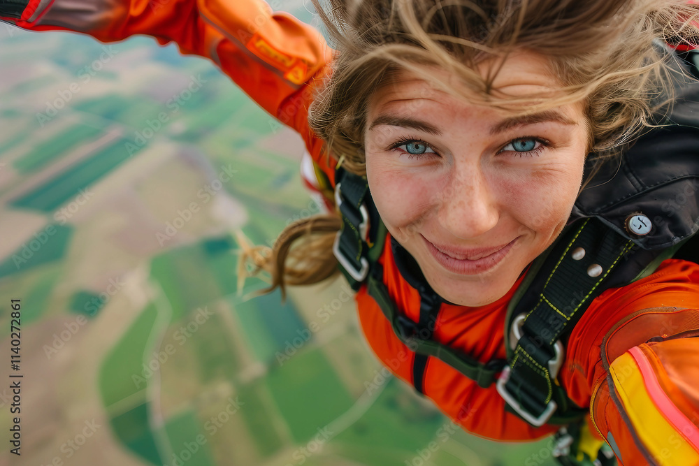 Poster happy person enjoying vacation on height designed generative ai image