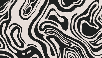 Wavy lines abstract background. Trendy psychedelic retro style backdrop. Waves, swirl and twirl pattern. Twisted distorted vector texture. Y2k aesthetic design
