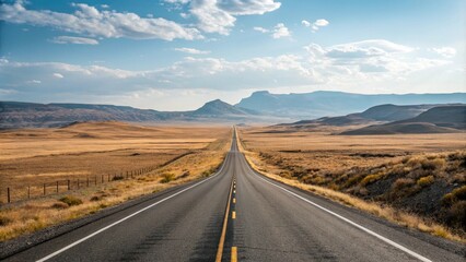 Panoramic Image of a Lonely, Endless Highway. AI generative.
