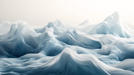 Obraz premium Abstract blue and white flowing fabric creating a mountainous landscape