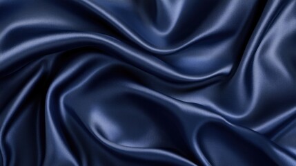 Fototapeta premium Elegant Deep Blue Satin Fabric with Smooth Flowing Texture