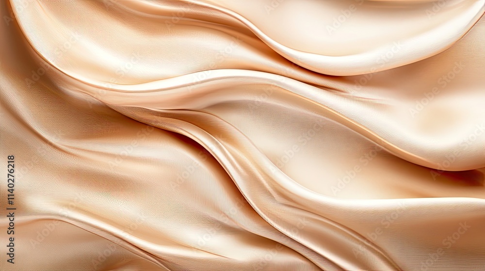 Poster smooth silky fabric texture with soft cream color waves and folds