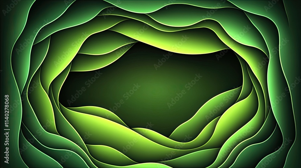 Poster abstract green wavy background with fluid shapes and smooth layers