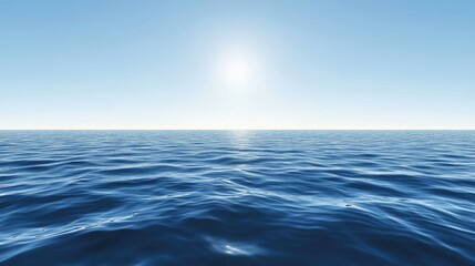 Obraz premium Calm Blue Ocean Surface with Clear Sky and Bright Sunlight