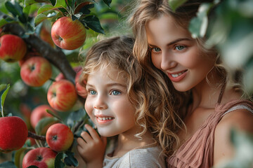 Generative AI Portrait of happy Person in Fruit Garden Farm Surrounded by Fruit Trees