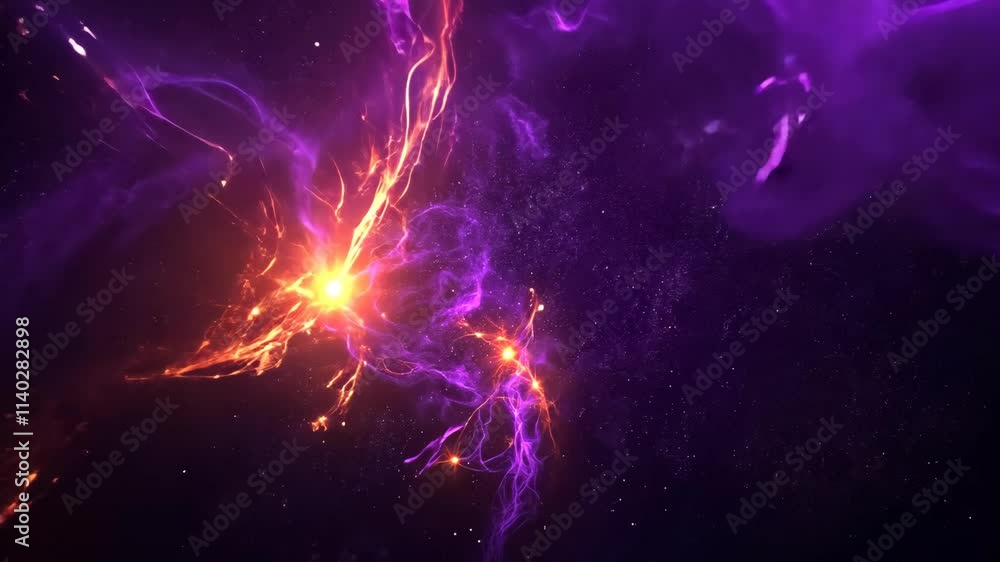 Poster galactic explosion creating vibrant cosmic patterns in deep space