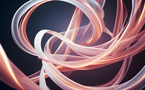 Abstract flowing ribbons, glowing faintly as they twist and overlap in a weightless environment