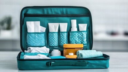 Medical Kit Open on Table with Various Items