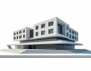 modern and futuristic university building model design illustration isolated on white background