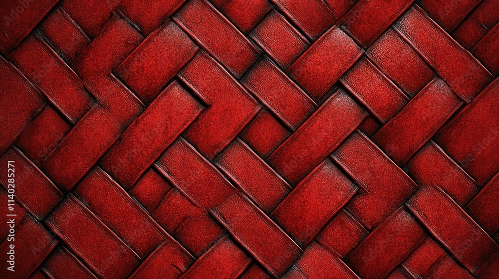 Poster Red Woven Texture Background with Intricate Pattern Detail
