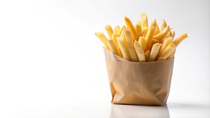 Silhouette French fries in a paper bag on a white background