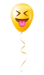 Emoji balloon with protruding tongue and tightly closed eyes face Yellow emoji smile