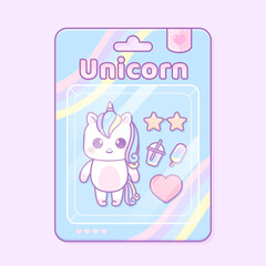 cute unicorn toy in blister packaging design