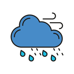 Rain  color line icon with white background vector stock illustration