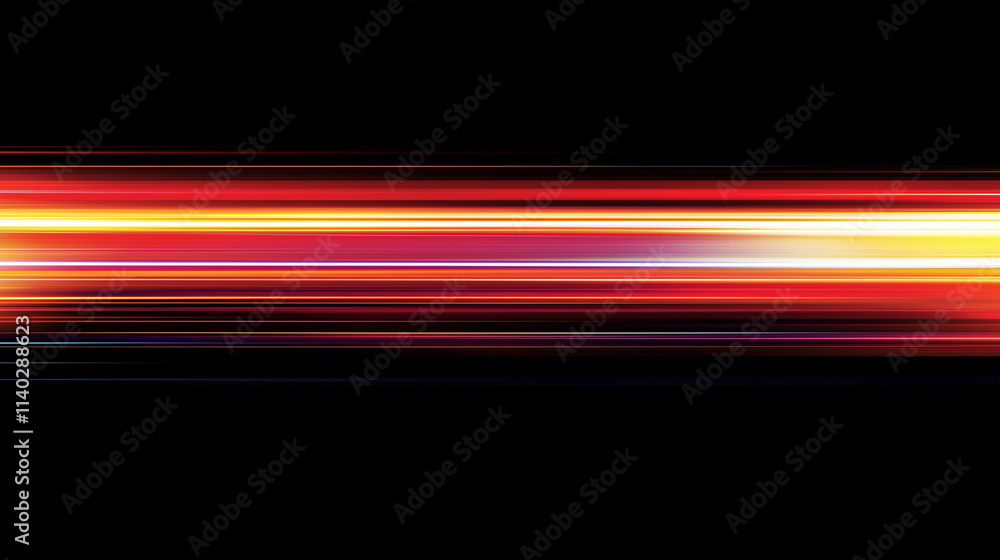 Aufkleber dynamic gradient abstract: vibrant horizontal light streaks on black background. perfect for futuris