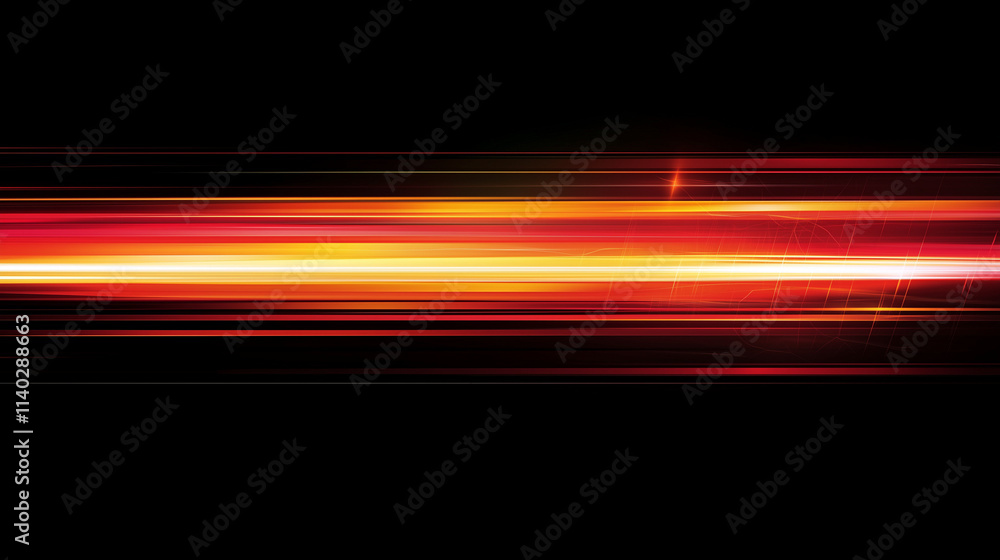 Poster dynamic gradient abstract: vibrant horizontal light streaks on black background. perfect for futuris
