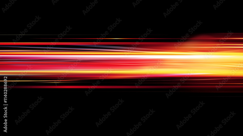 Aufkleber  Dynamic Gradient Abstract: Vibrant Horizontal Light Streaks on Black Background. Perfect for Futuristic and Speed-Related Designs.