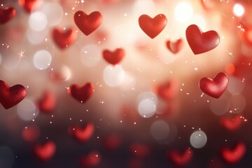 Obraz premium Magical evening with floating red hearts a heartfelt art concept