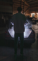 man opening car