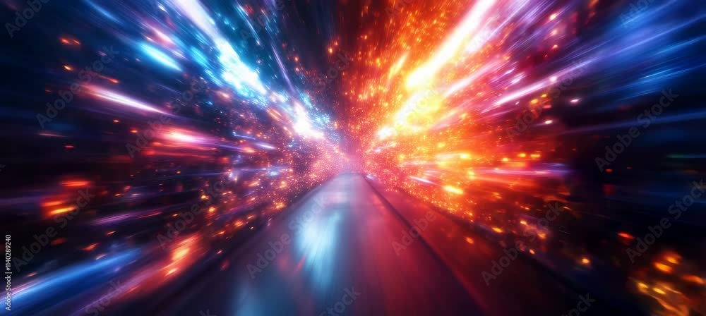Poster 5d dimension future time travel teleport with speed burst light effect. generative video ai technolo