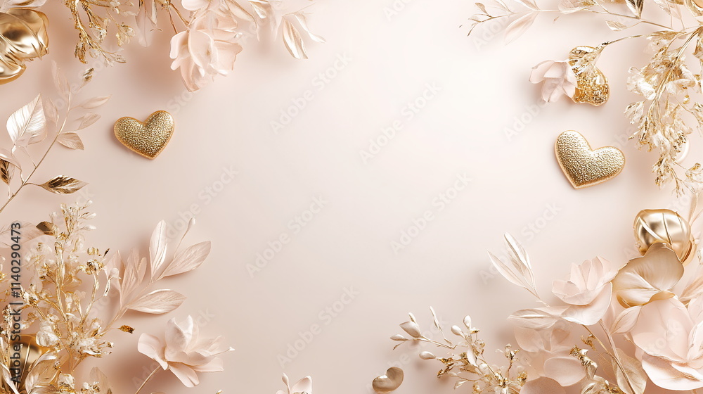Fototapete romantic valentine's day horizontal greeting banner background with empty copy space with light blus