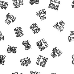 autumn spend time vector seamless pattern thin line illustration