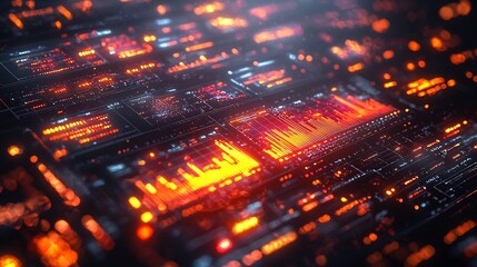 Futuristic Digital Dashboard Showcasing Financial Data and Analytics for Business