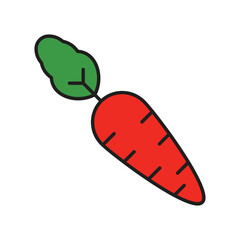 Carrot color line icon with white background vector stock illustration