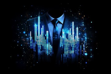 Glowing Cityscape Business Suit Graph