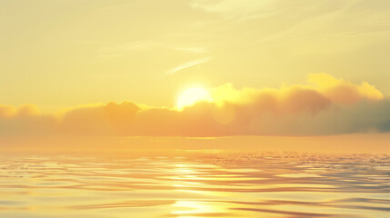 Obraz premium A serene sunrise over a misty landscape captures the essence of early morning tranquility. With vintage design elements, this peaceful scene evokes a sense of calm and natural beauty.