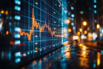 Obraz premium Vibrant City Lights Grid Pattern Digital Texture