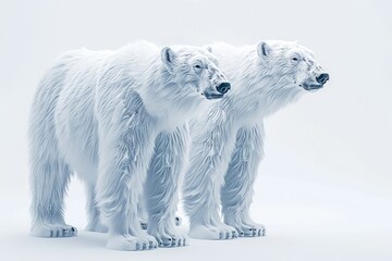 two polar bears standing next to each other.