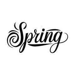 Hello Spring - Hand drawn inspiration quote. 