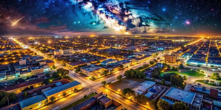 Brownsville Texas Night Photography: City Map, Starry Sky, Street Lights, Urban Exploration, Night Lights, Aerial View, Downtown Brownsville, Texas Night Scene, Cityscape, Nighttime Photography