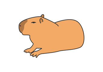 Chill guy capybara cartoon. Capybara relaxing. Largest living rodent, from South America. Hydrochoerus vector illustration