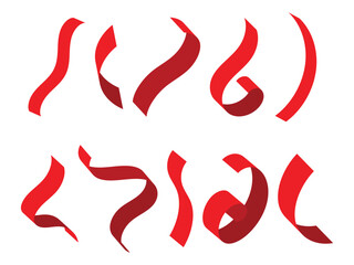 circular red ribbon vector design in white background and easy to edit