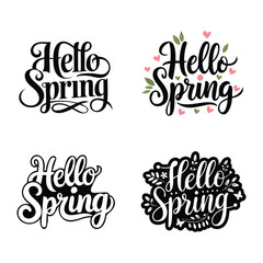 Hello Spring - Hand drawn inspiration quote. 