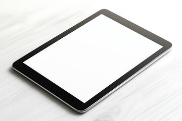 Digital tablet with blank screen on white desk