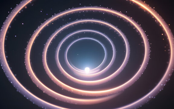 A spiral of glowing orbs, each radiating a soft gradient light, floating in weightless space