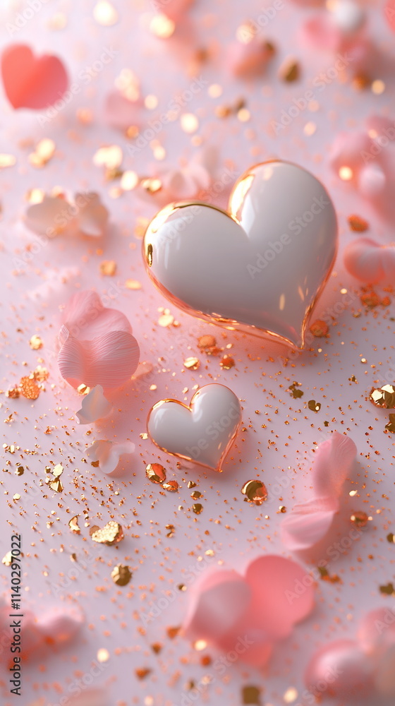 Aufkleber soft pastel valentine's day vertical greeting card template with empty copy space with a delicate pi