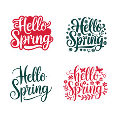 Hello Spring - Hand drawn inspiration quote. 