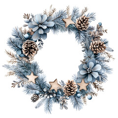 Scandinavian Blue Christmas Clipart Vector Illustration