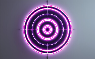 A minimalist target, glowing with concentric rings of radiant neon light
