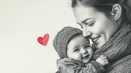 Mother's Love Captured in Pencil