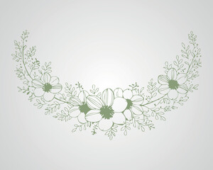 Hand-Drawn Floral Frame with Leaves and Flowers